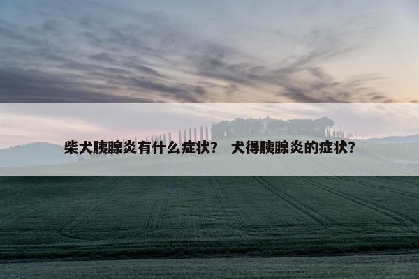 柴犬胰腺炎有什么症状？ 犬得胰腺炎的症状？