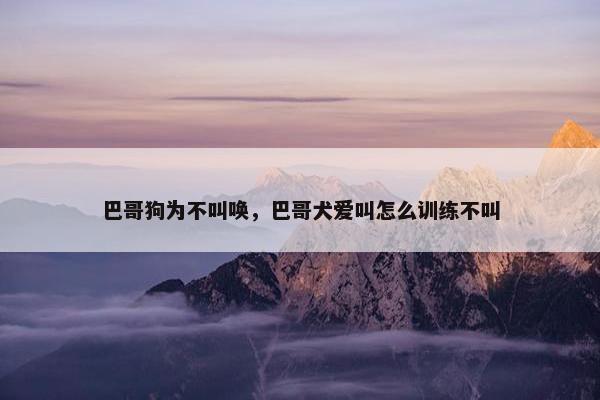 巴哥狗为不叫唤，巴哥犬爱叫怎么训练不叫