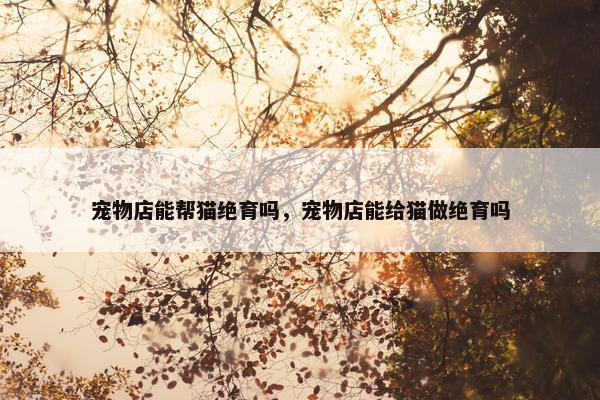宠物店能帮猫绝育吗，宠物店能给猫做绝育吗
