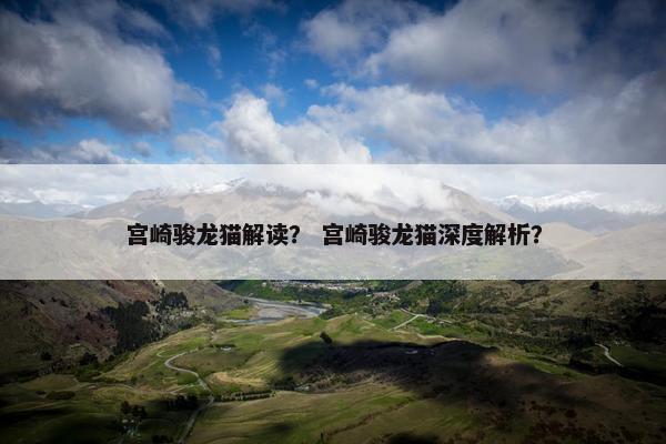 宫崎骏龙猫解读？ 宫崎骏龙猫深度解析？