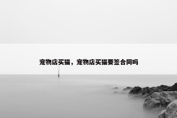宠物店买猫，宠物店买猫要签合同吗